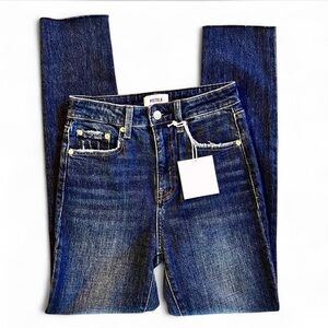 Pistola Blue Medium Wash Distressed Ripped Denim Skinny High Waist Jeans 25 NWT